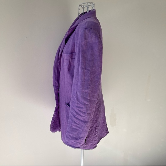 Ronny Kobo Klover Linen Blazer padded shoulder button purple lilac SZ XS lined - Picture 6 of 13